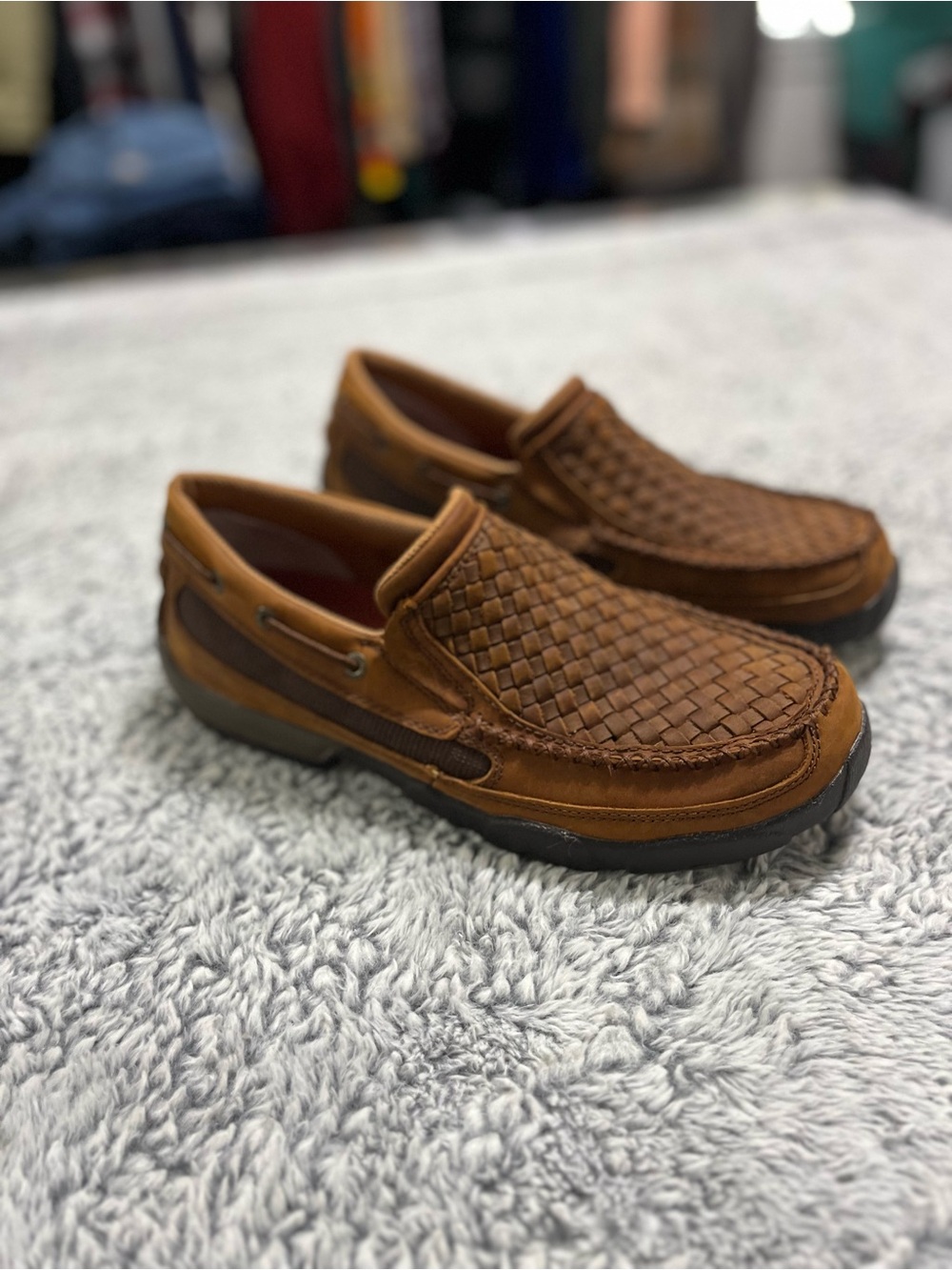 Twisted Men's Woven Slip-On Loafers in Brown Tan
